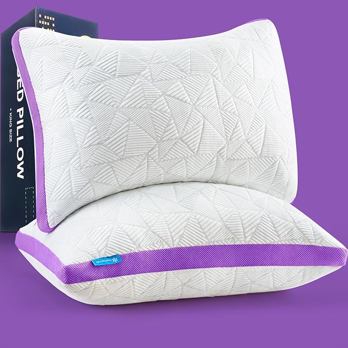 Memory Foam Cooling Bed Pillow - Queen - 2 Piece