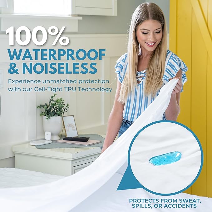 100% Cotton Waterproof Mattress Protector - Queen