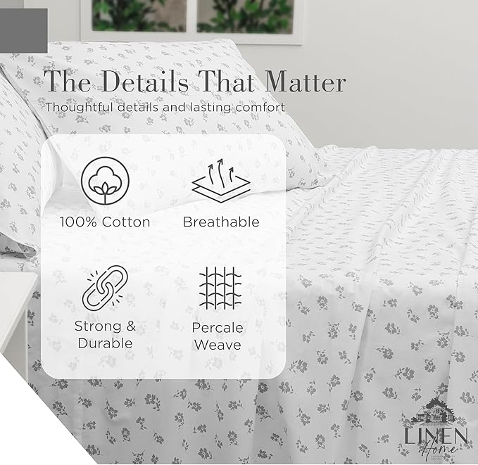 100% Cotton Bed Sheet Set - California King - 4 Piece