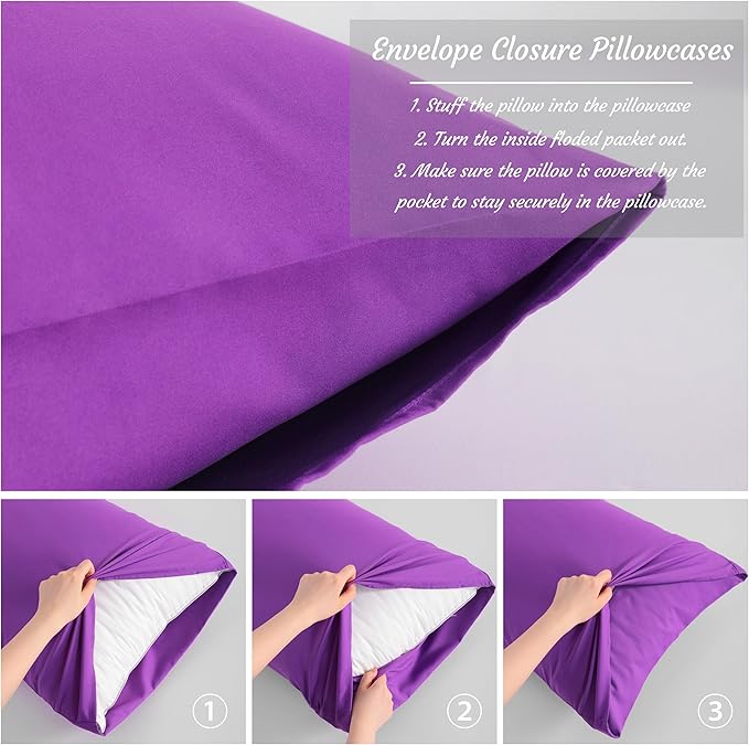 Microfiber Pillowcase Set - King - 20 x 36 in - 2 Pack - 2 Piece