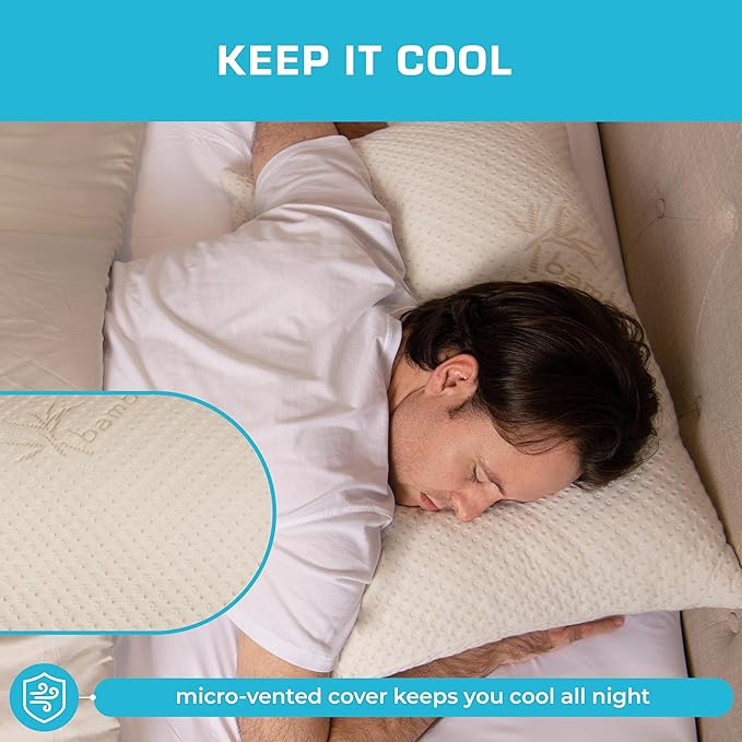 Memory Foam Cooling Bed Pillow - King - 2 Pack