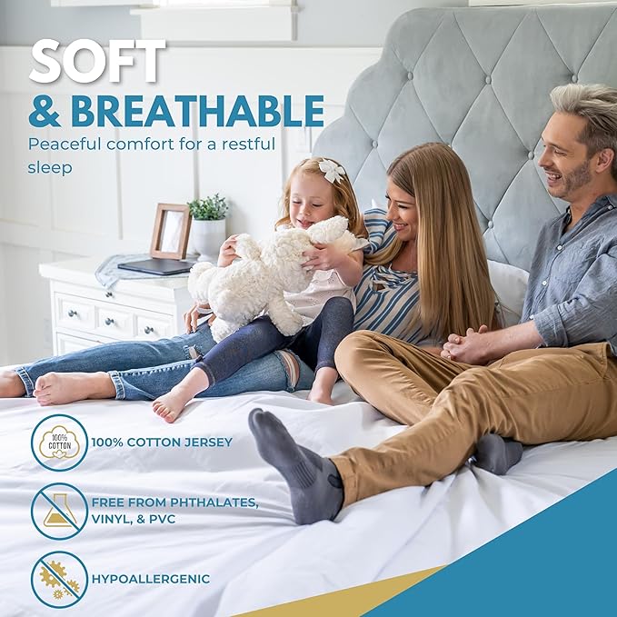 100% Cotton Waterproof Mattress Protector - Queen