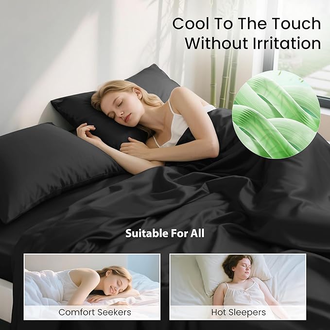 Bamboo Cooling Bed Sheet Set - Queen - 4 Piece
