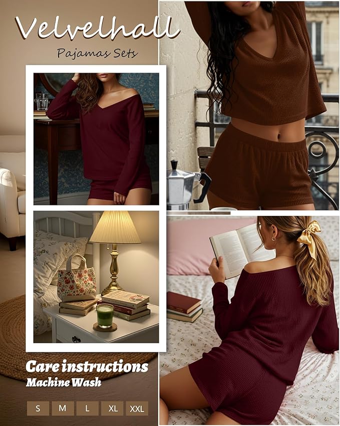 Women's Shorts Pajama Set - Long Sleeve - 2 Pack - 2 Piece