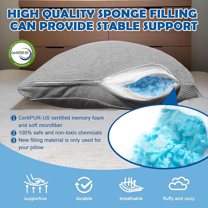 Memory Foam Bed Pillow - Standard - 2 Piece