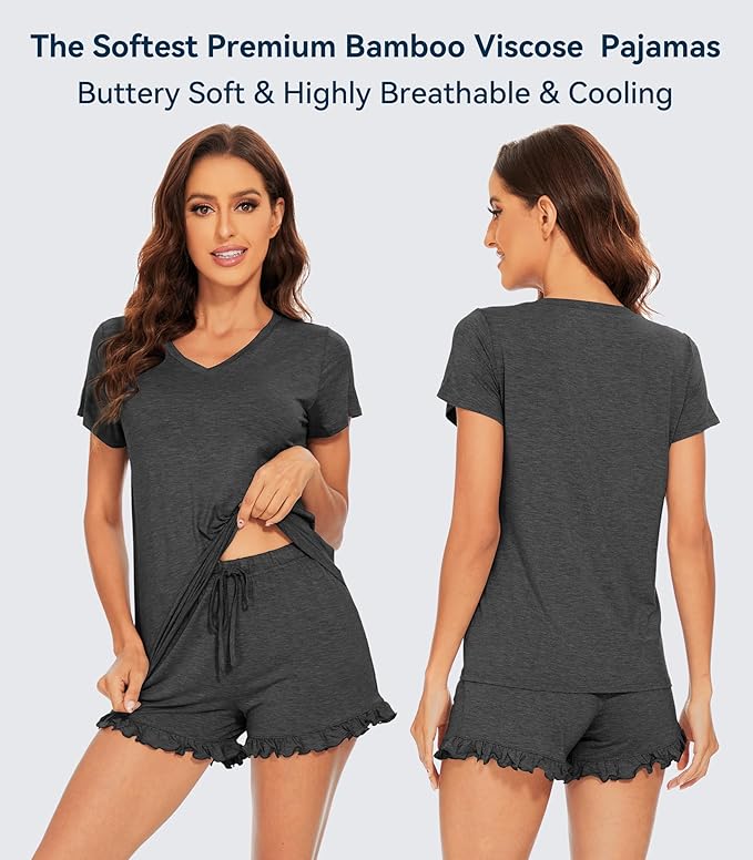 Bamboo Cooling Shorts Pajama Set - Short Sleeve - 2 Piece
