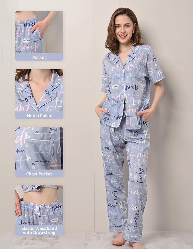 Women's 100% Cotton Pajama Set - 2 Piece
