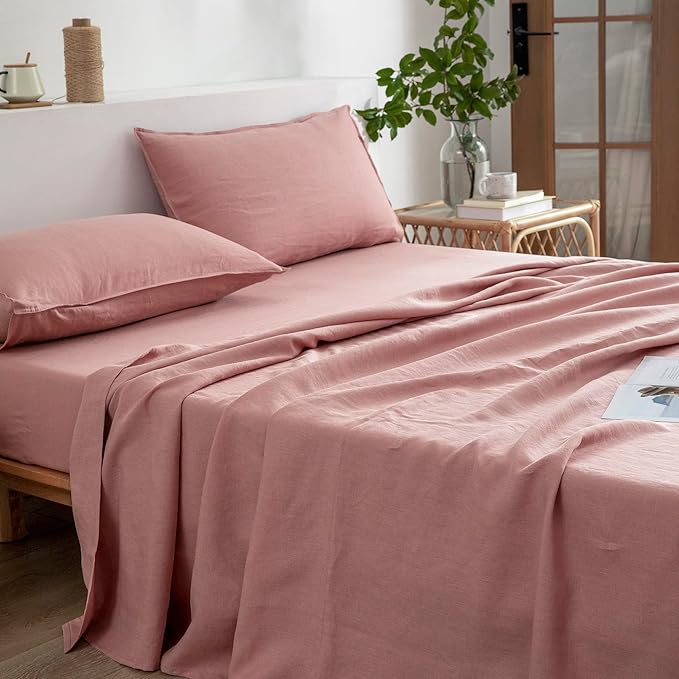 Linen Bed Sheet Set - King - 4 Piece