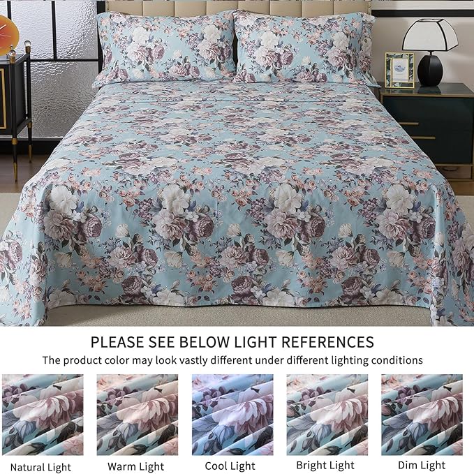 100% Cotton Bed Sheet Set - Full - 4 Piece