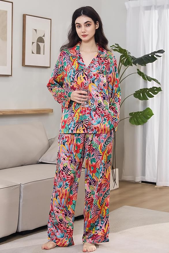 Satin Pajama Set - Long Sleeve - 2 Piece