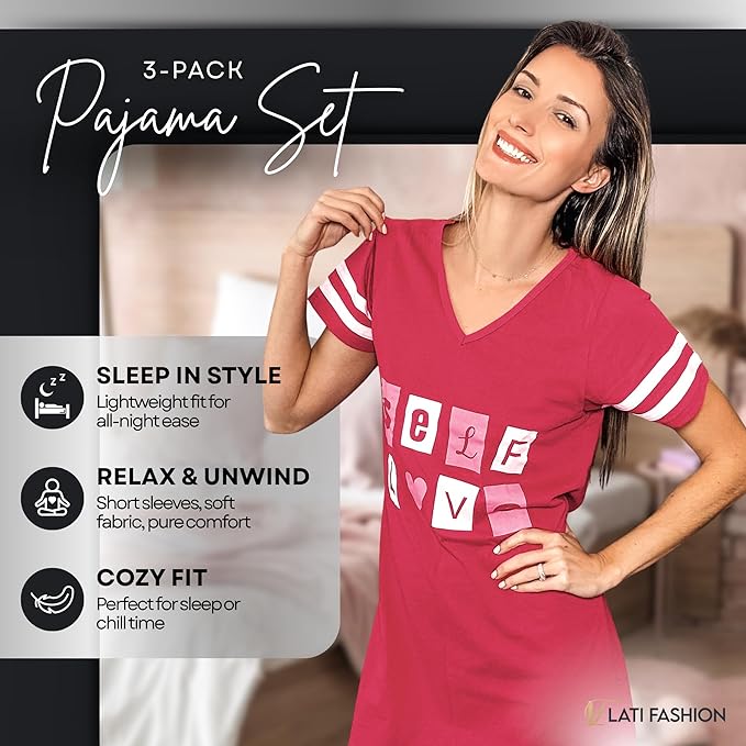 Women's Loungewear - Short Sleeve - 3 Pack