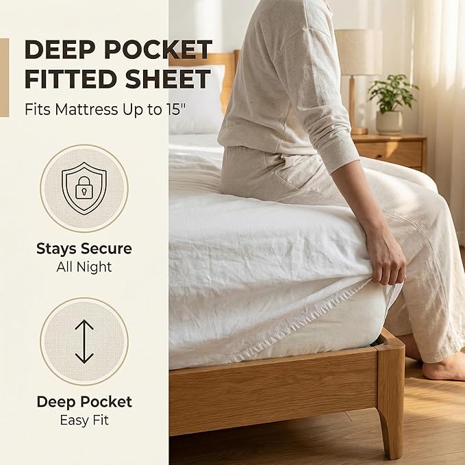 Linen Bed Sheet Set - King - 4 Piece
