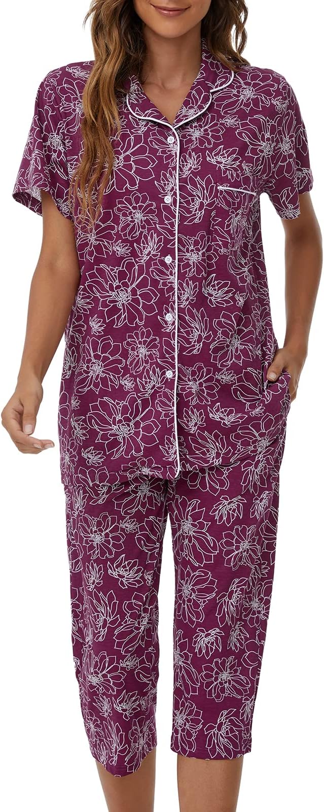 Capri Pajama Set - Short Sleeve - 2 Piece