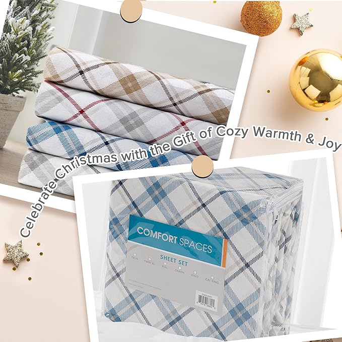Flannel Bed Sheet Set - King - 4 Piece