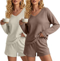 Women's Shorts Pajama Set - Long Sleeve - 2 Pack - 2 Piece