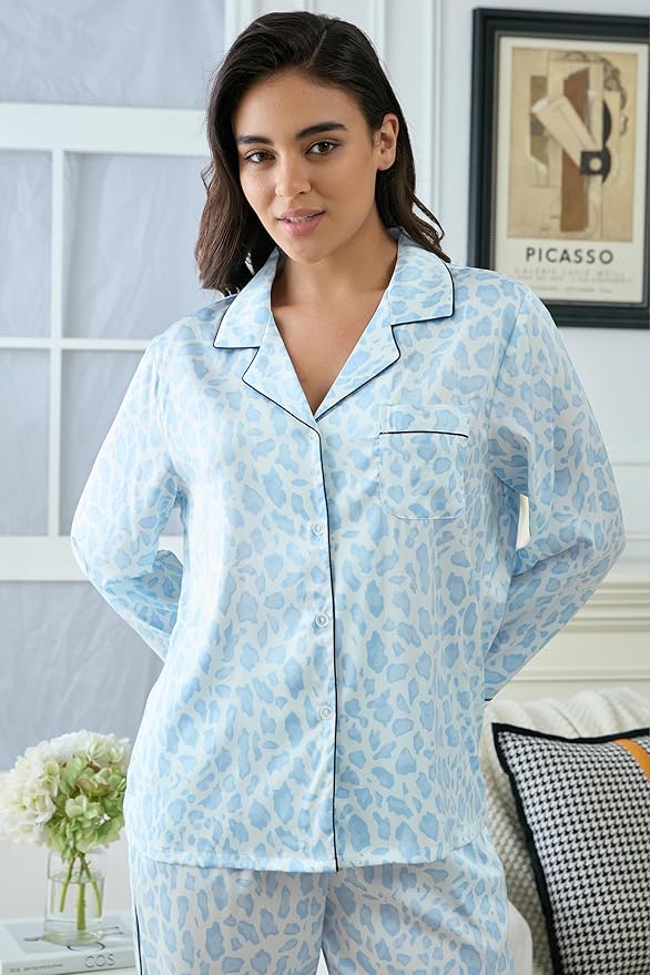 Satin Pajama Set - Long Sleeve - 2 Piece