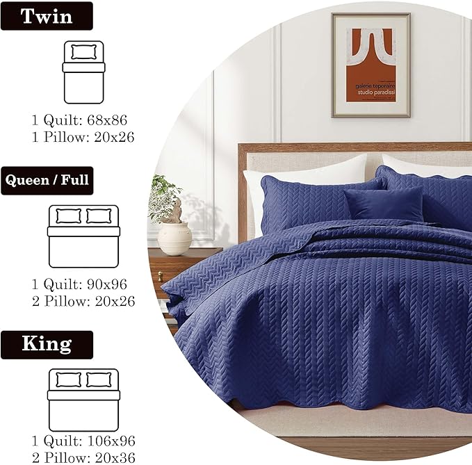 Microfiber Quilt Set - King - 3 Piece