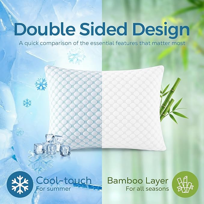 Bamboo Cooling Bed Pillow - Queen - 2 Pack
