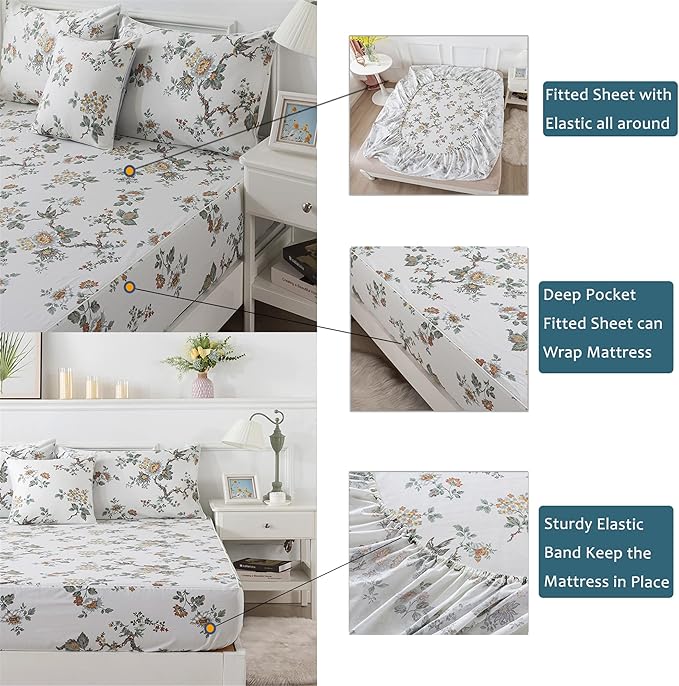 100% Cotton Bed Sheet Set - Full - 4 Piece