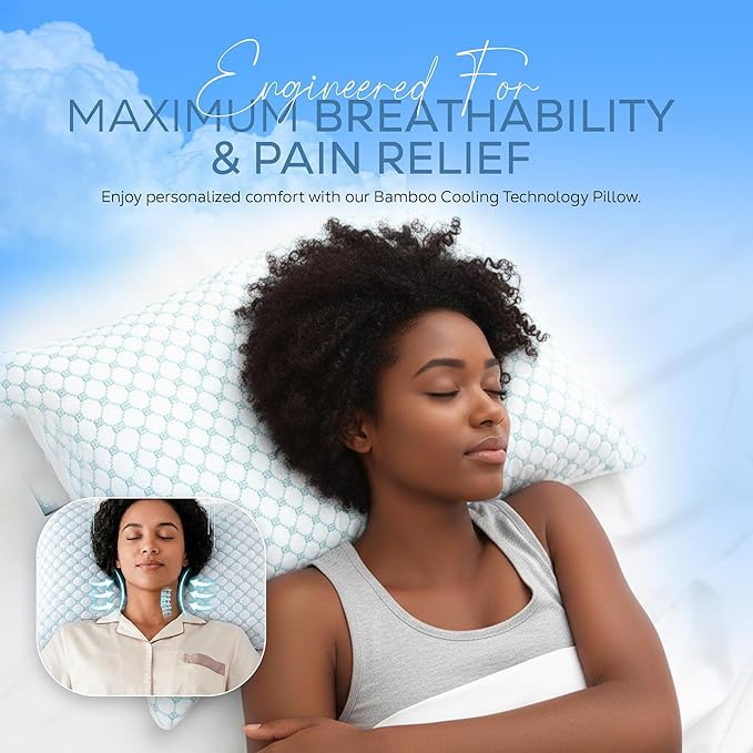 Bamboo Cooling Bed Pillow - Queen - 2 Pack