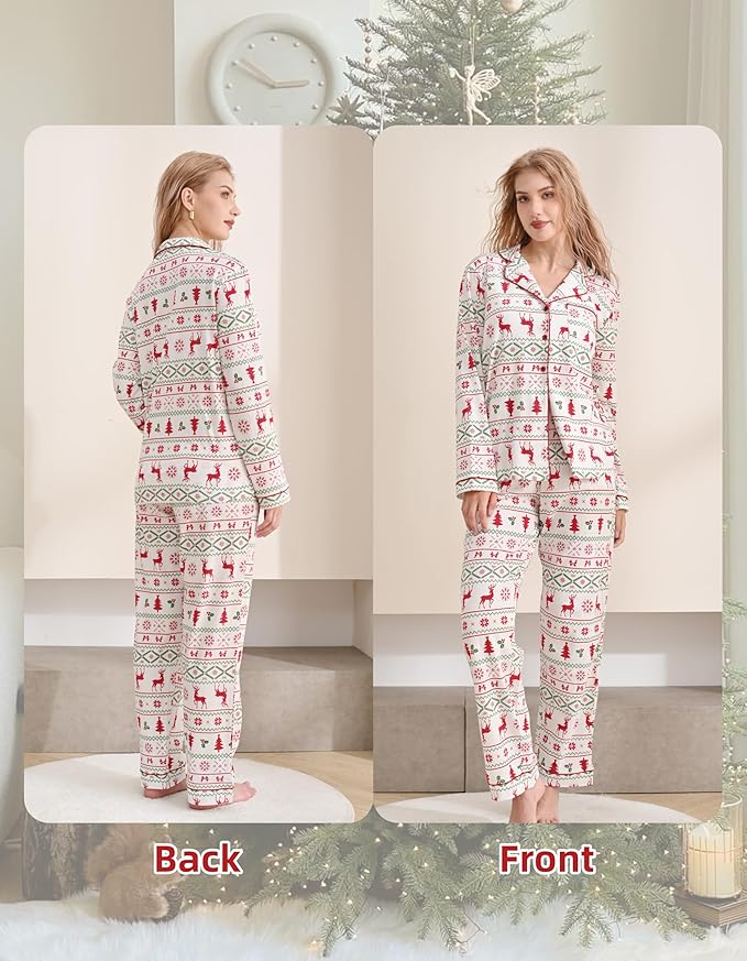 Women's 100% Cotton Pajama Set - Long Sleeve
