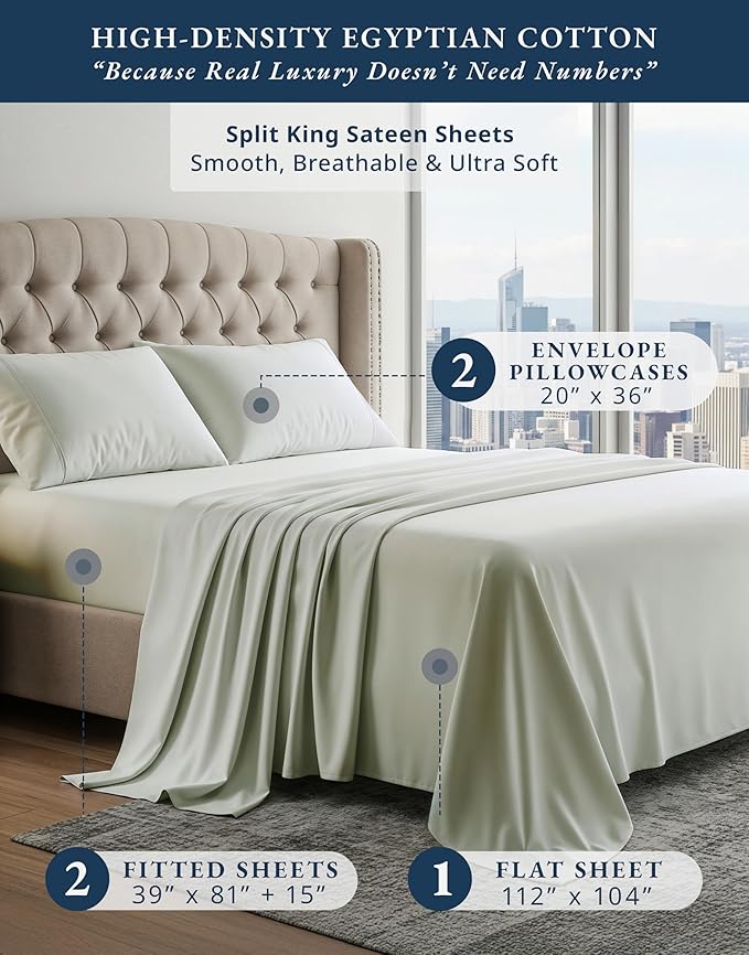Linen Bed Sheet Set - Split King