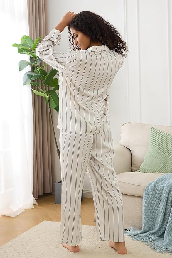Satin Pajama Set - Long Sleeve - 2 Piece