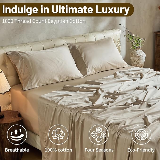 Linen Bed Sheet Set - King - 4 Piece