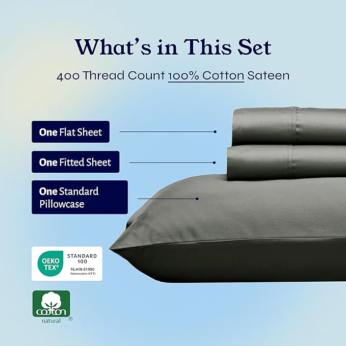 100% Cotton Bed Sheet Set - Twin XL - 3 Piece