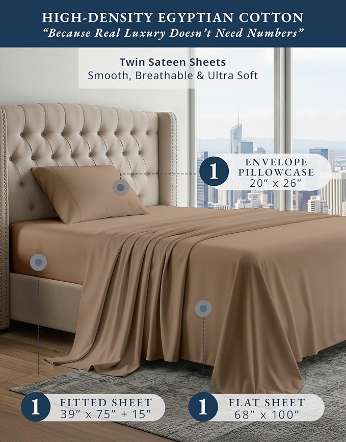 Linen Bed Sheet Set - Twin