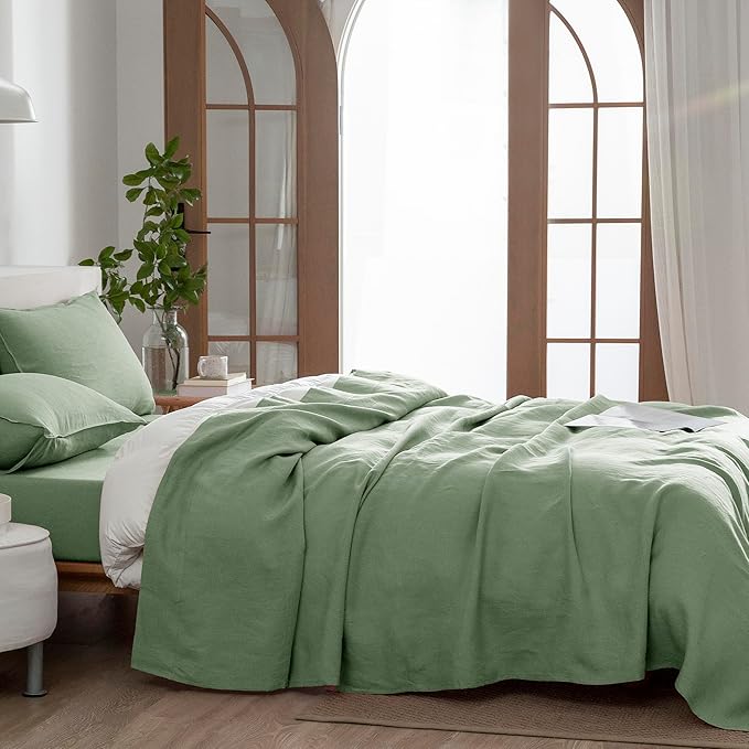 Linen Bed Sheet Set - King - 4 Piece