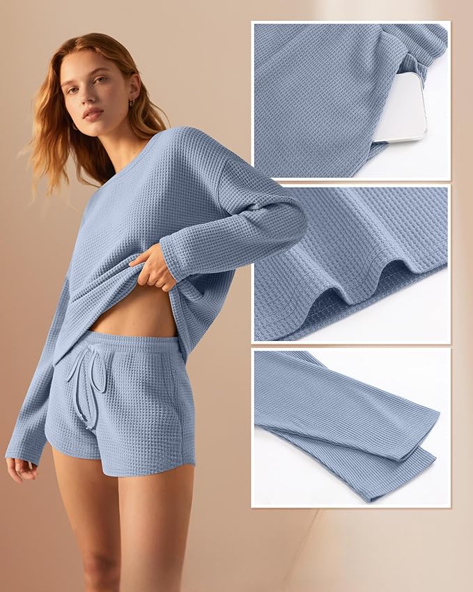 Women's Shorts Pajama Set - Long Sleeve - 2 Pack - 2 Piece