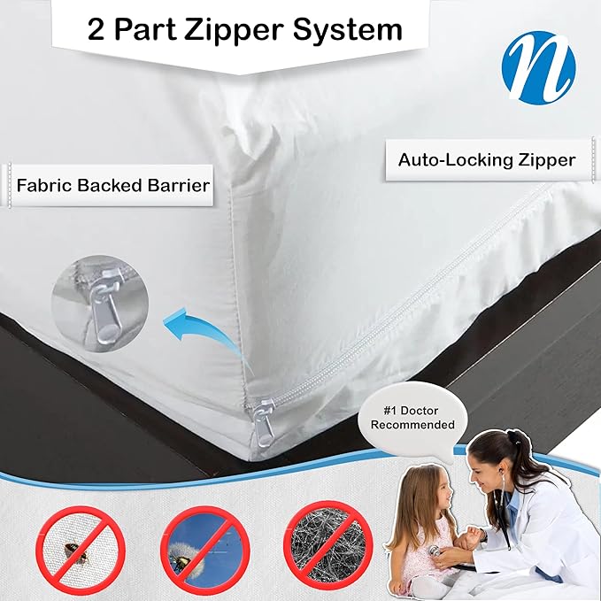 100% Cotton Hypoallergenic Mattress Protector - Queen