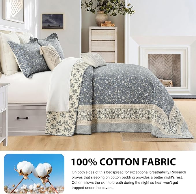 100% Cotton Bedding Set - California King - 3 Piece