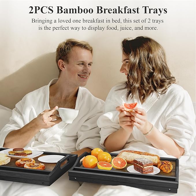 Bamboo Bed Tray - 16.92 x 12.6 in - 2 Pack