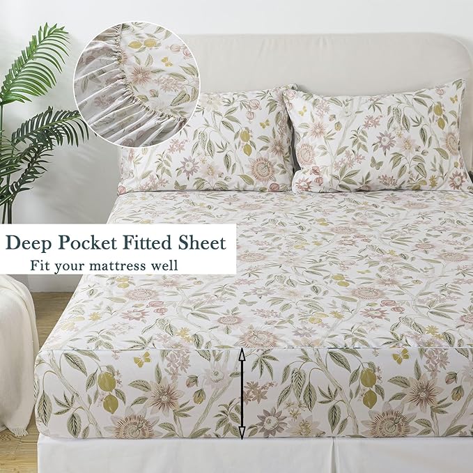 100% Cotton Bed Sheet Set - Queen - 4 Piece
