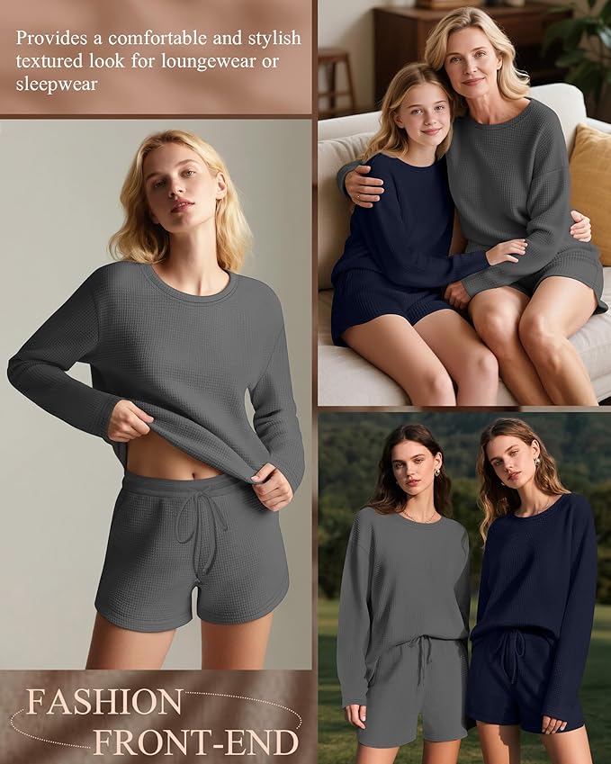 Women's Shorts Pajama Set - Long Sleeve - 2 Pack - 2 Piece