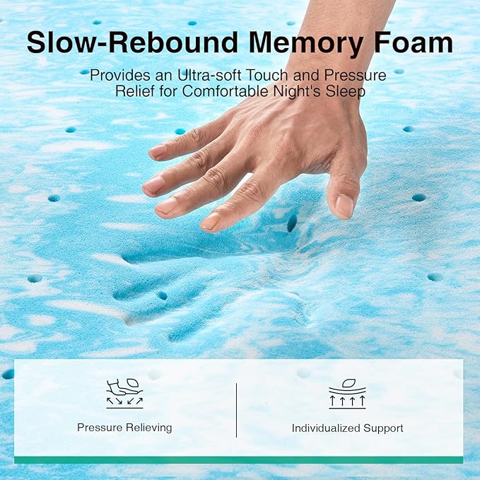 Memory Foam Cooling Mattress Topper - Full