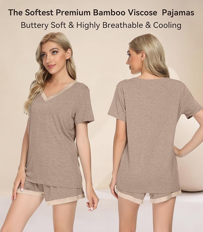 Women's Bamboo Cooling Pajama Set - Short Sleeve - 2 Piece
