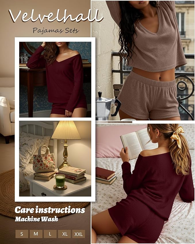 Women's Shorts Pajama Set - Long Sleeve - 2 Pack - 2 Piece