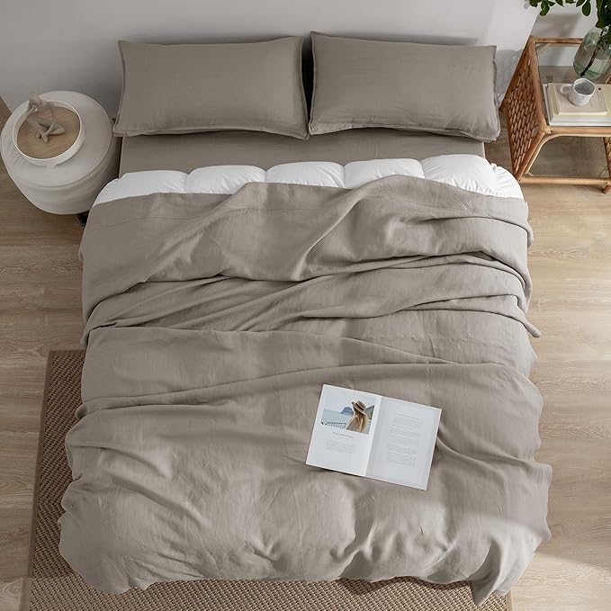 Linen Bed Sheet Set - California King - 4 Piece