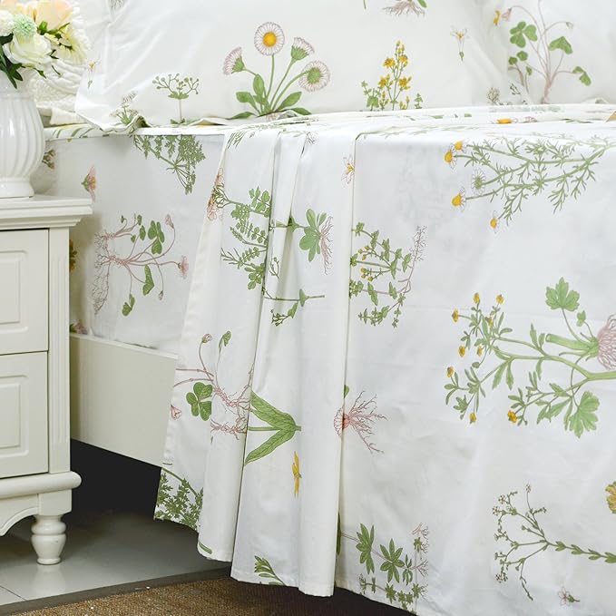 100% Cotton Hypoallergenic Bed Sheet Set - Queen - 4 Piece