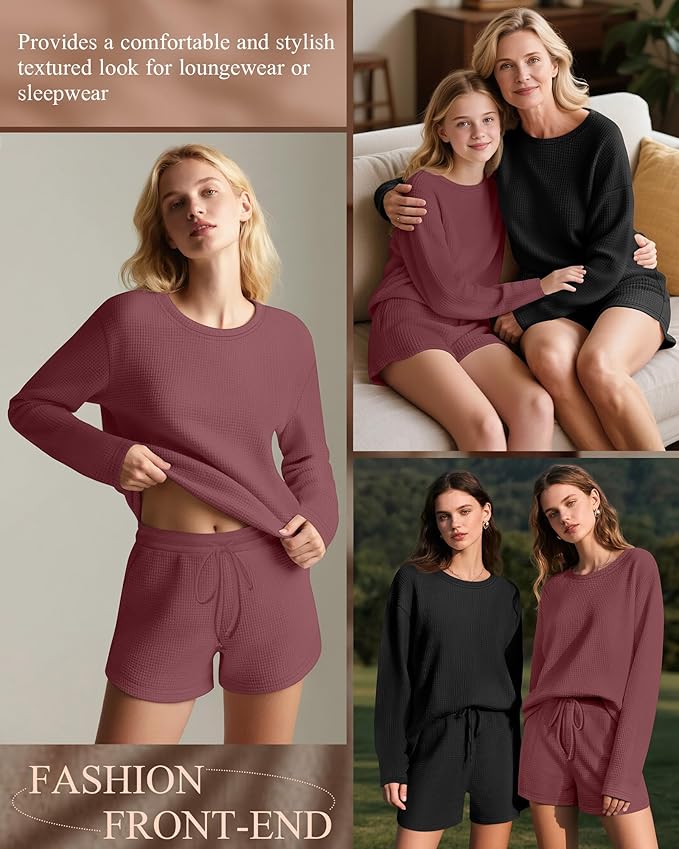 Women's Shorts Pajama Set - Long Sleeve - 2 Pack - 2 Piece
