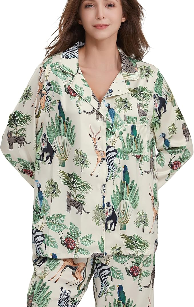 Satin Pajama Set - Long Sleeve - 2 Piece