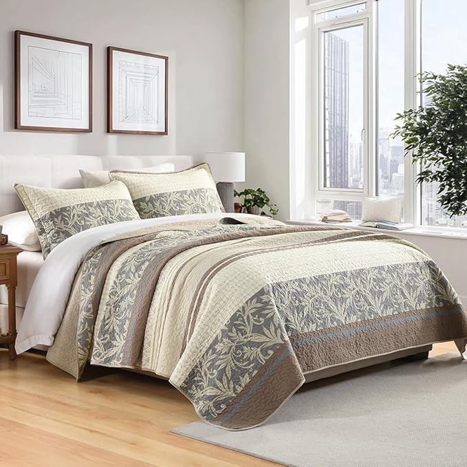 100% Cotton Quilt Set - Queen - 3 Piece