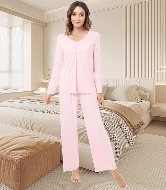 Women's Bamboo Pants Pajama Set - Long Sleeve - 2 Piece
