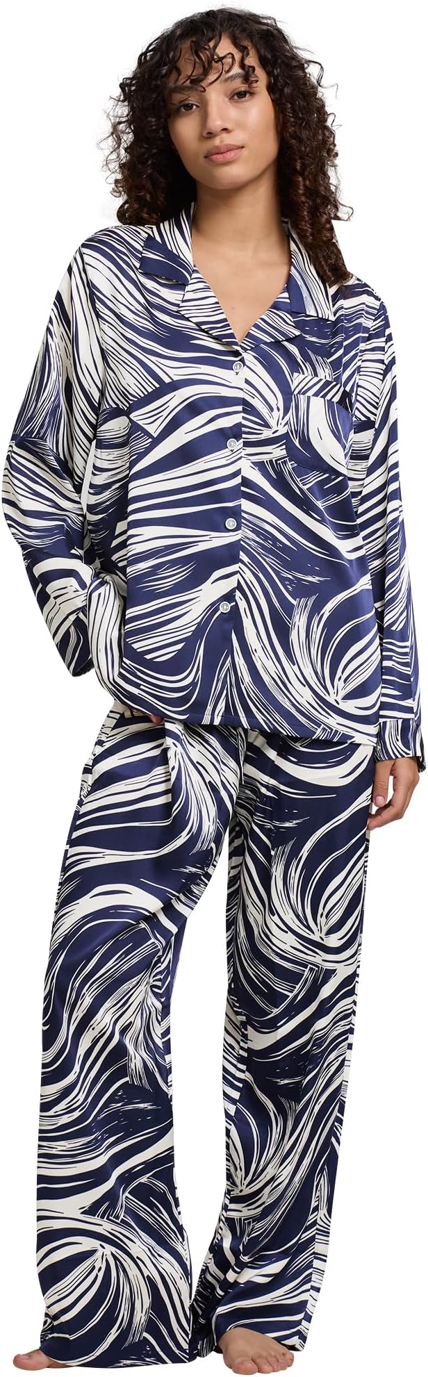 Satin Pajama Set - Long Sleeve - 2 Piece
