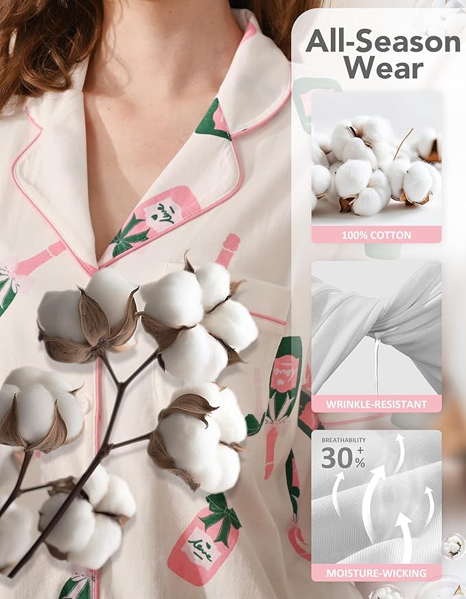 Women's 100% Cotton Pajama Set - 2 Piece