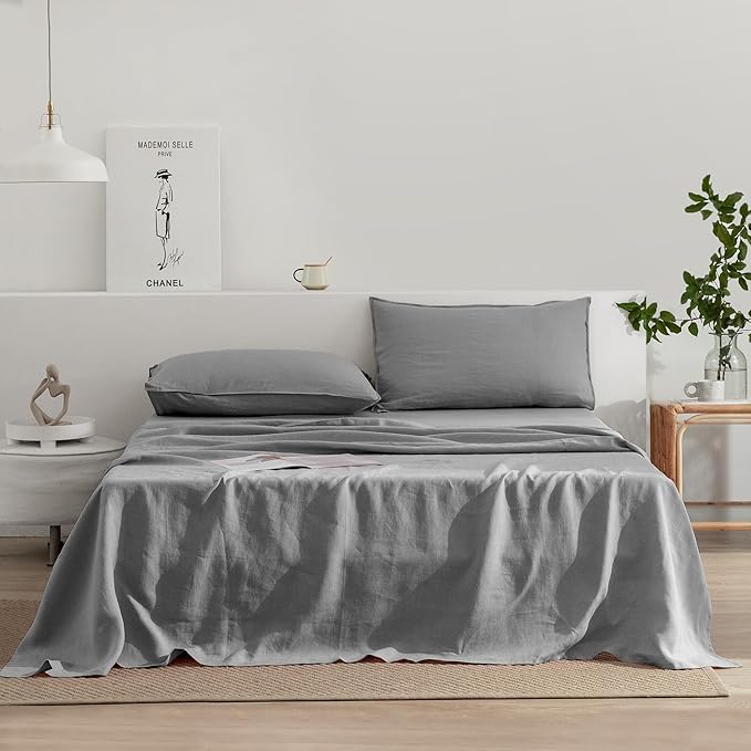 Linen Bed Sheet Set - Twin - 3 Piece