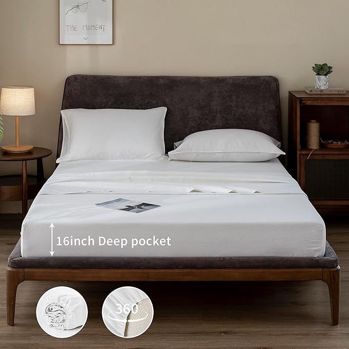 Linen Bed Sheet Set - King - 4 Piece